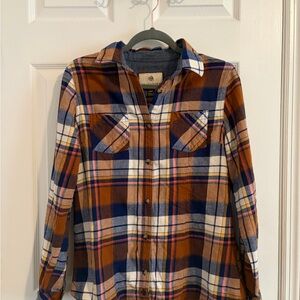 Legendary Whitetails Blue and Orange Plaid Flannel Shirt